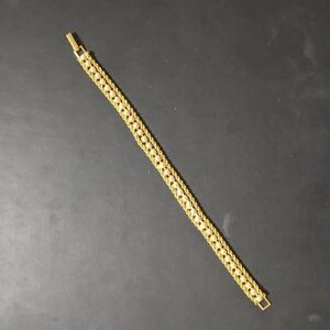 Gold Tone White Faux Pearl Statement Bracelet